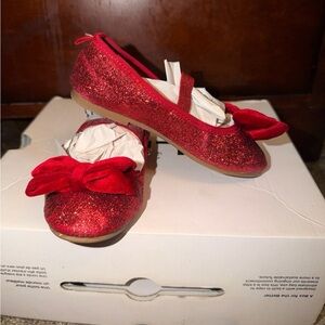 H and m Glittery Red little Kids Shoes with Bow size 10